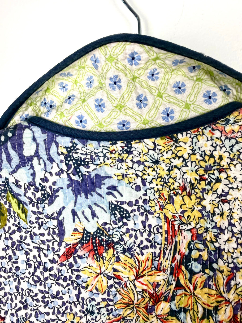 back of collar on Handmade Reversible Quilted Patchwork Jacket