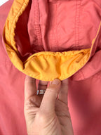 back hood detail on LL Bean anorak jacket in coral and orange 