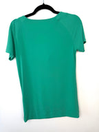 back of Jockey Emerald Green Draped Cowl Neck Top | XS at Blue Sparrow Shop on hanger