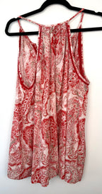 back of 100% Cotton Banana Republic Paisley Tank Top | Boho Summer Blouse | XL at Blue Sparrow Shop on hanger