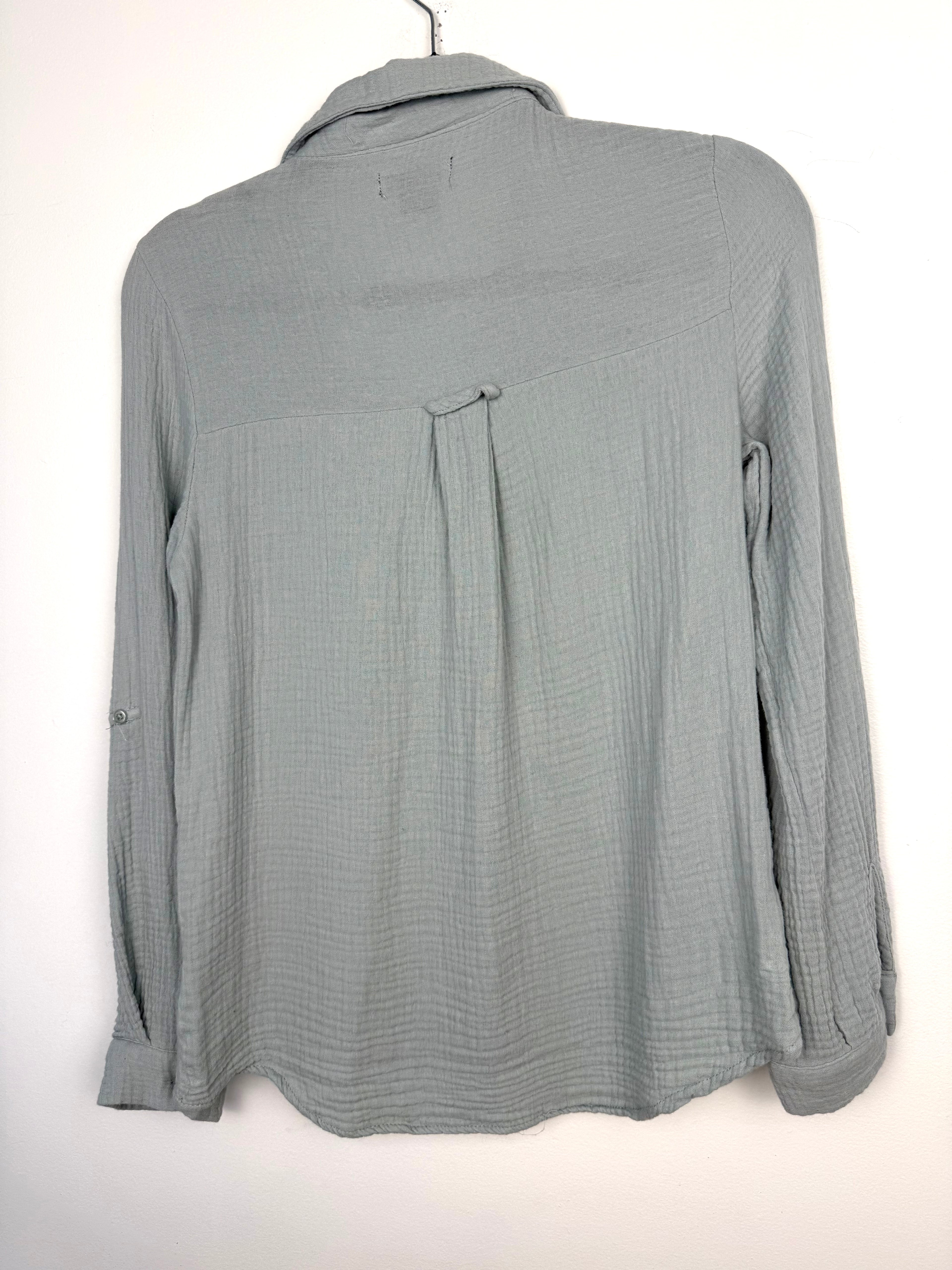 back of 100% Cotton Button Front Shirt | Size S at Blue Sparrow Shop