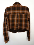 back of 100% Cotton Ci Sono Cropped Plaid Shirt | Size M on hanger