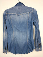 back of 100% Cotton Denim Western Shirt with Patch Detail | Size S at Blue Sparrow Shop