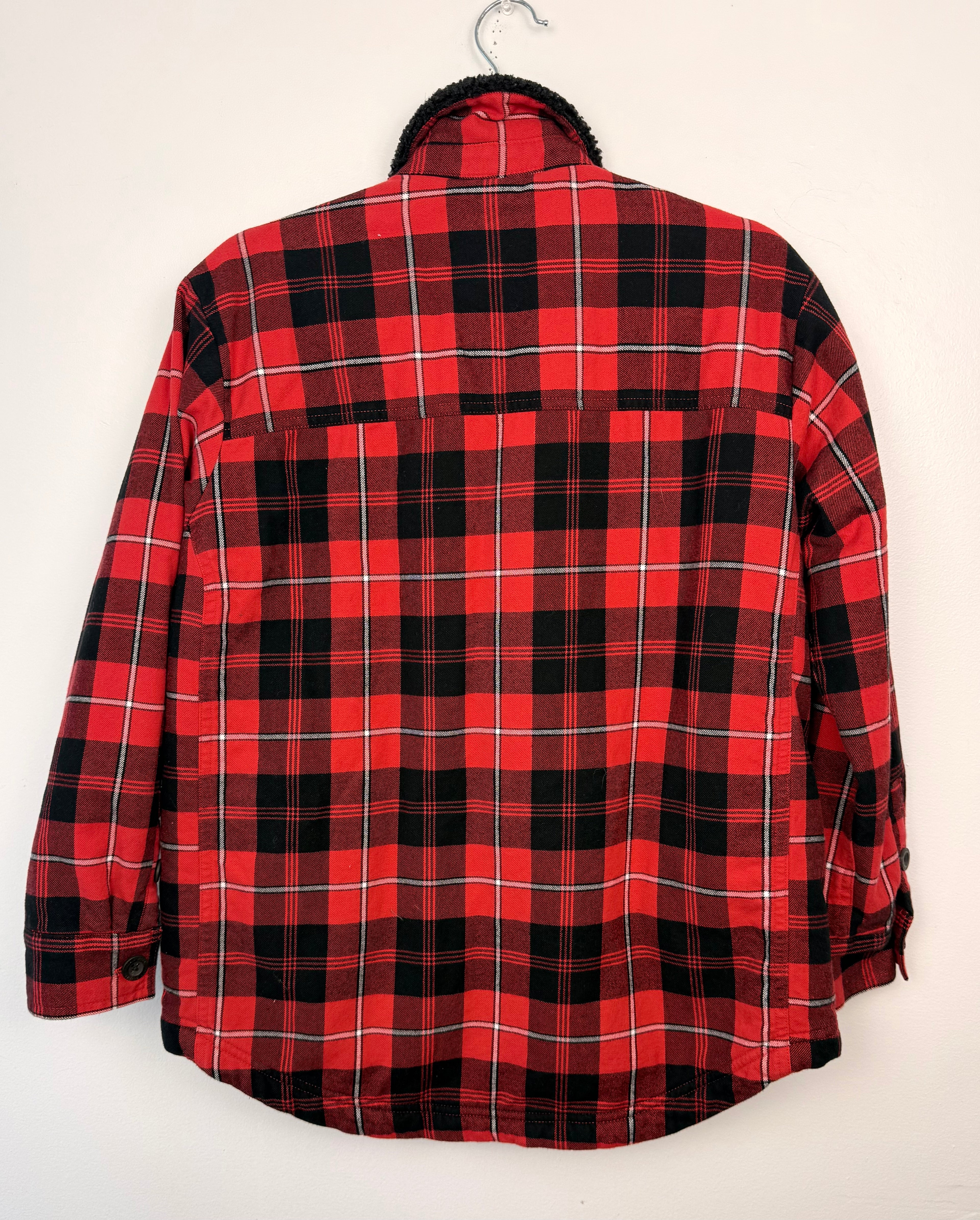 back of 100% Cotton Eddie Bauer Lined Fall Sherpa Jacket | Size M Petite 