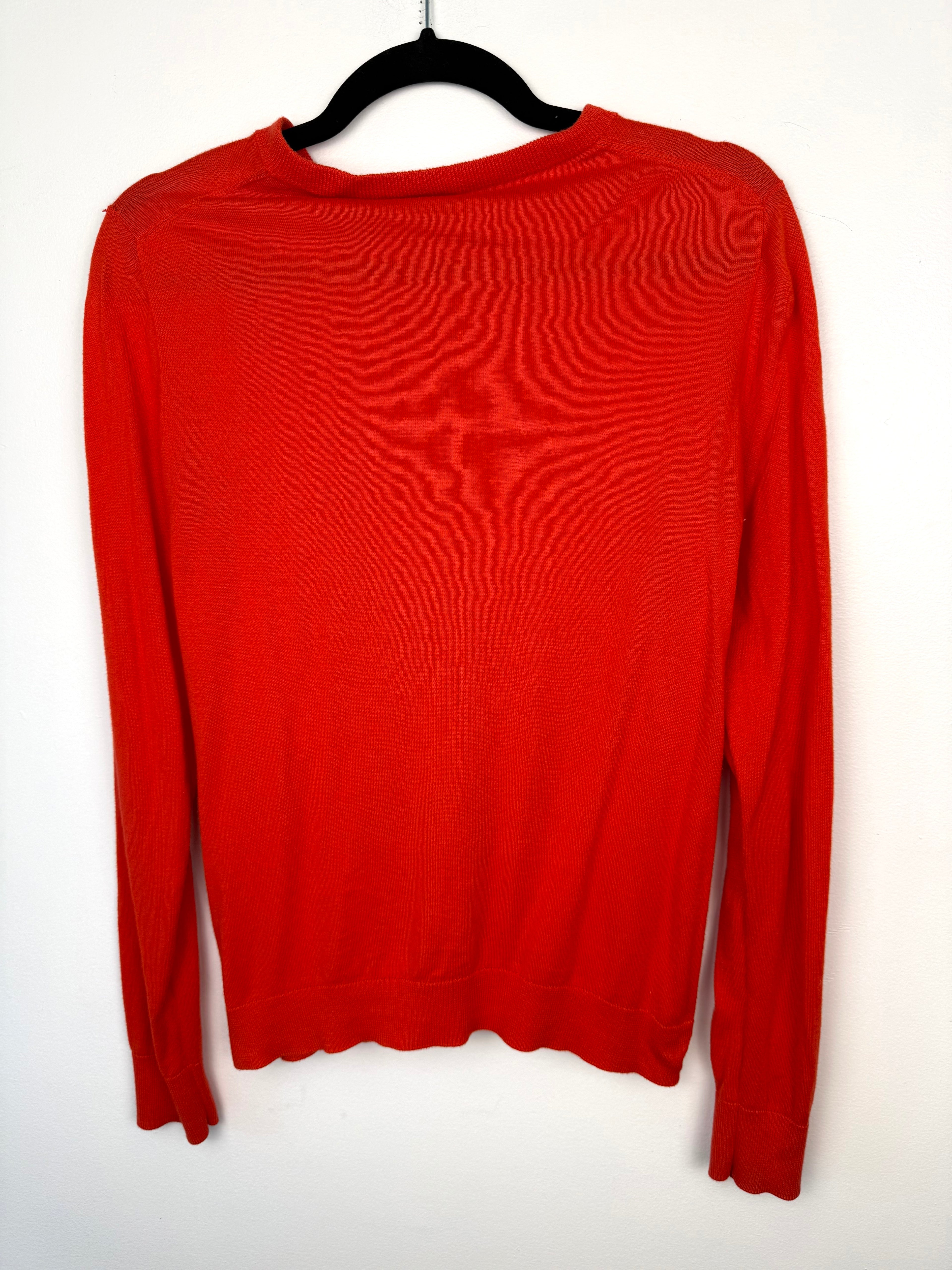 back of 100% Cotton J.CREW Caryn Cardigan | Size M at Blue Sparrow Shop on hanger
