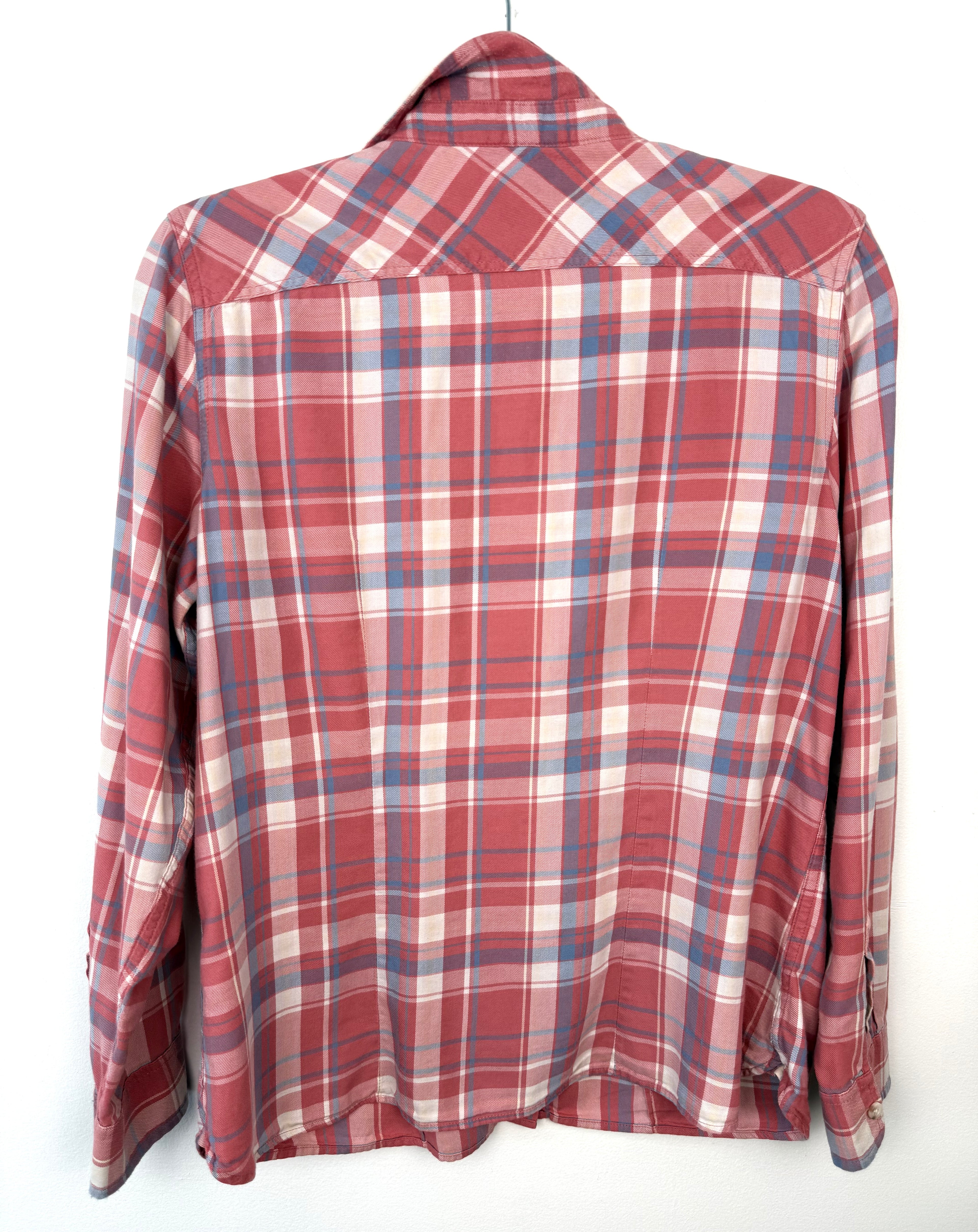 back of 100% Cotton LL Bean Plaid Shirt | Size S
