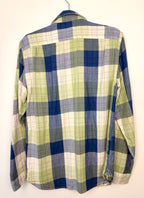 back of 100% Cotton Lucky Brand Plaid Shirt | Size Mens M on hanger