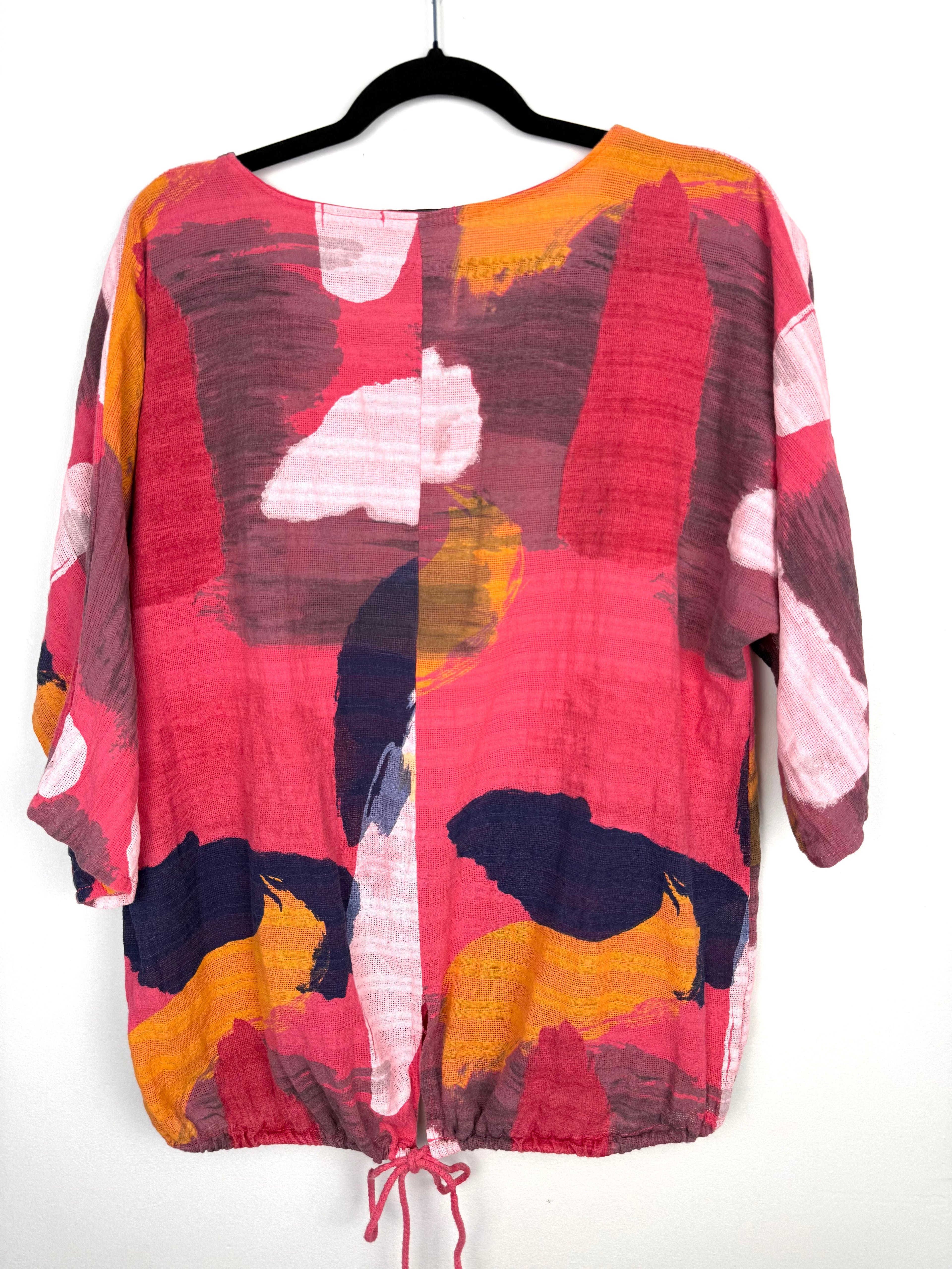back of 100% Cotton Made in Italy Abstract Art Top | One Size at Blue Sparrow Shop