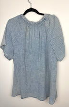 back of 100% Cotton NWT Gauze Henley Top | Size 1X  at Blue Sparrow Shop