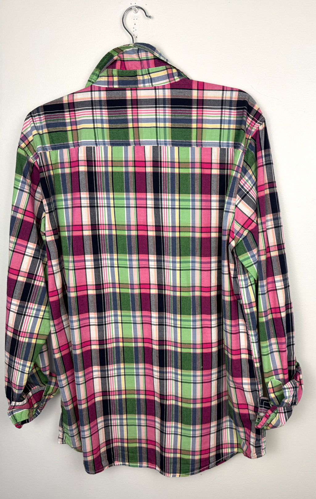 back of 100% Cotton Plaid Button-Up Oversized Boyfriend Shirt | Gymboree | Size L at Blue Sparrow Shop