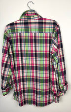 back of 100% Cotton Plaid Button-Up Oversized Boyfriend Shirt | Gymboree | Size L at Blue Sparrow Shop