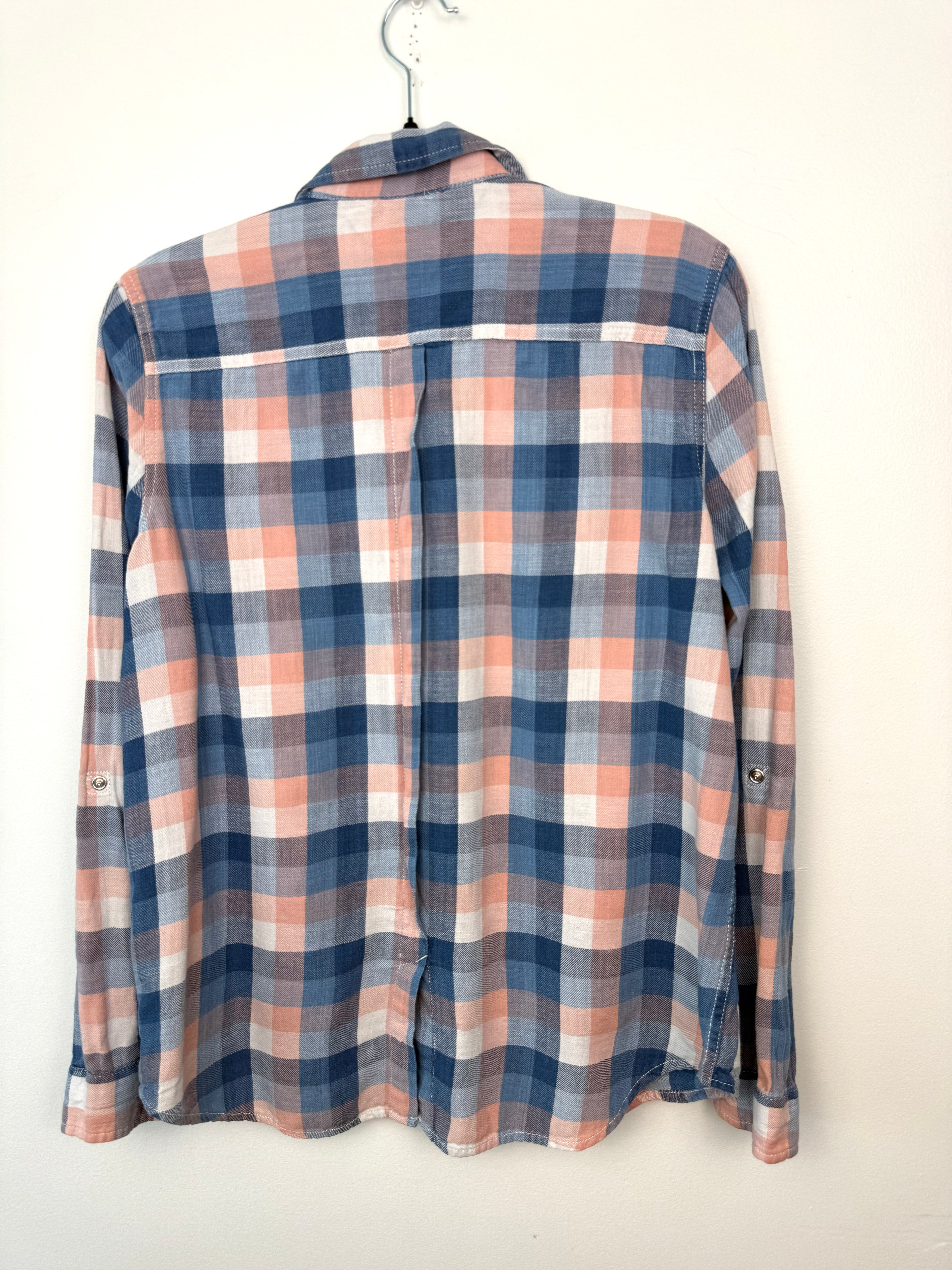 back of 100% Cotton Tommy Hilfiger Plaid Shirt | Size M on hanger