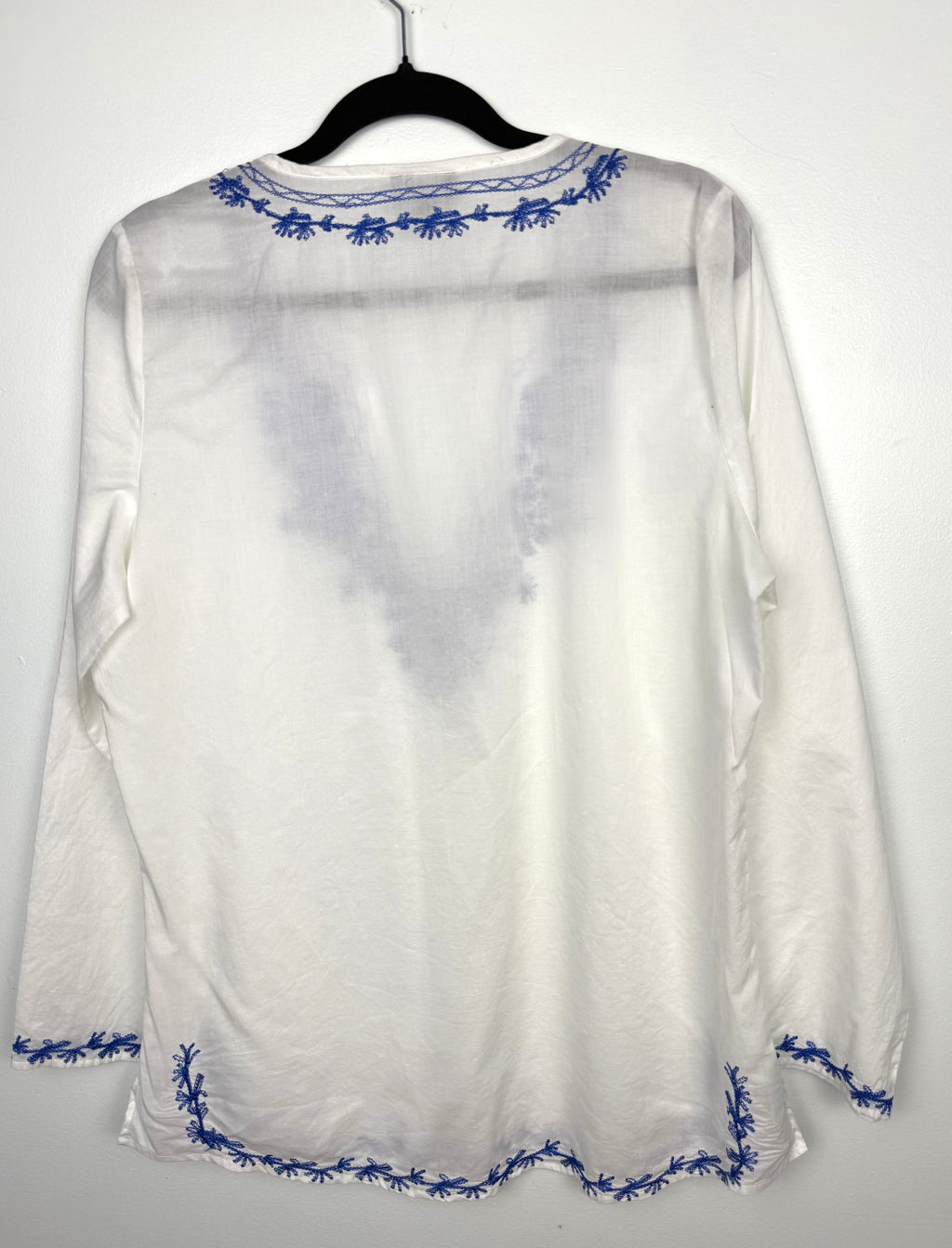 back of 100% Cotton Witchery Embroidered Boho Blouse | Size 14  at Blue Sparrow Shop - Canadian Resale Reimagined