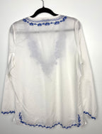 back of 100% Cotton Witchery Embroidered Boho Blouse | Size 14  at Blue Sparrow Shop - Canadian Resale Reimagined