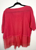 back of 100% Linen Angela Mara  Made in Italy Linen Top | Size M at Blue Sparrow Shop 
