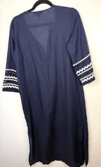 back of 100% Linen J.Crew Embroidered Tunic Dress | Size S at Blue Sparrow Shop on hanger
