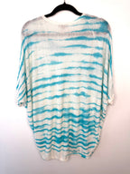 back of 100% Linen Phase Eight Tie Dye Top | Coastal Grandmother | European Summer Style at Blue Sparrow Shop on hanger
