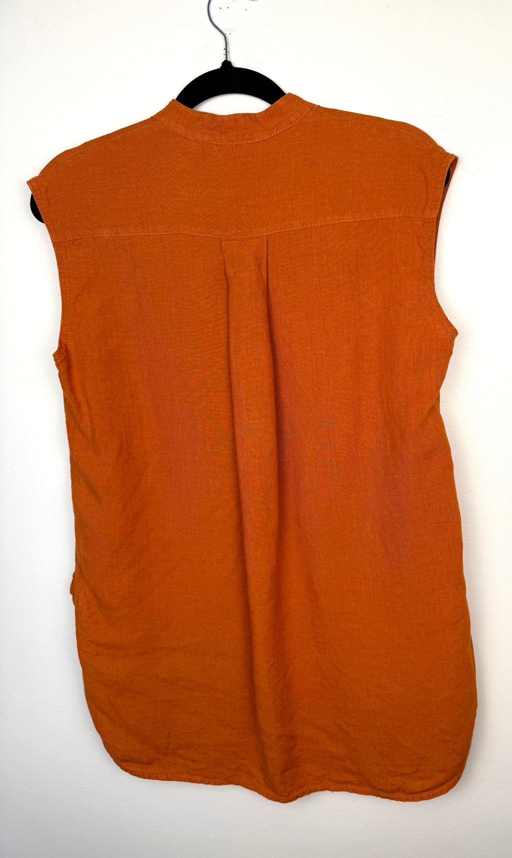 back of 100% Linen Sleeveless Top | Vest | Size S at Blue Sparrow Shop