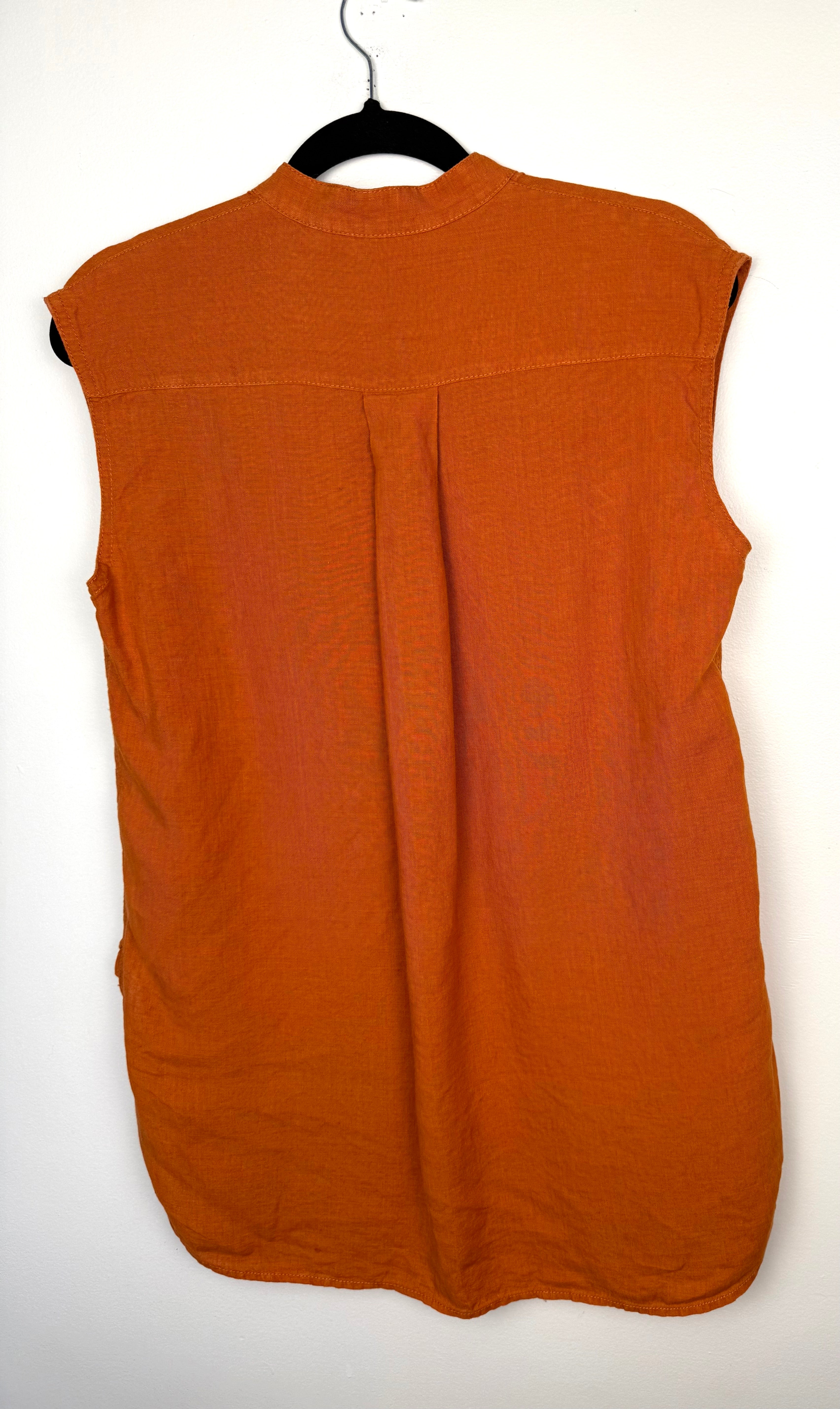 back of 100% Linen Sleeveless Top | Vest | Size S at Blue Sparrow Shop