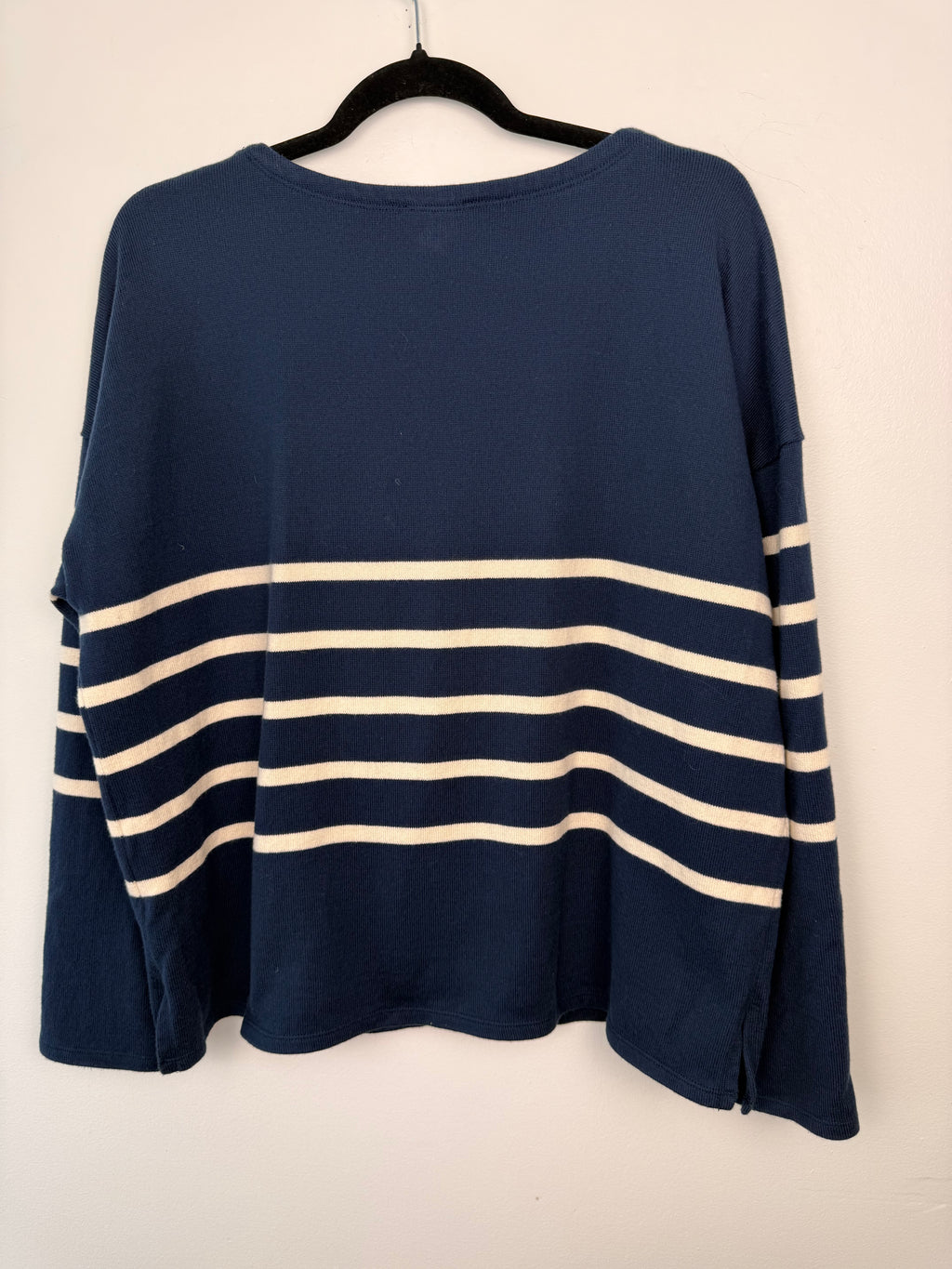 back of 100% Organic Cotton Eileen Fisher Sweater | Size L on hanger