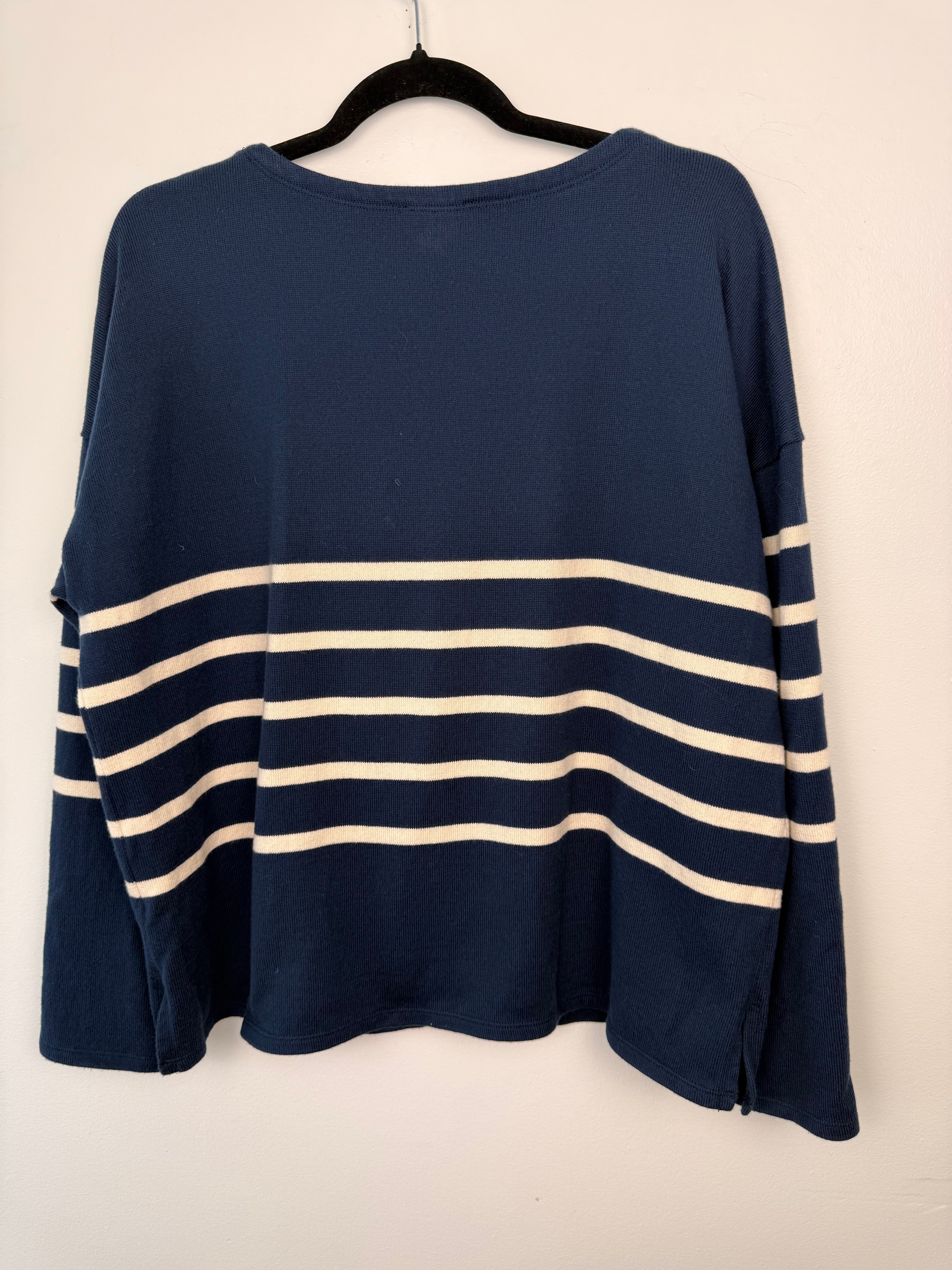 back of 100% Organic Cotton Eileen Fisher Sweater | Size L on hanger