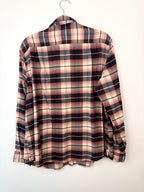 back of 100% Organic Cotton Tilley Plaid Shirt | Size XL on hanger