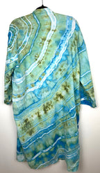 back of 100% Stone-Washed Pure Linen Hand-Dyed Duster | Local Lanark County Artisan | Size XL  at Blue Sparrow Shop