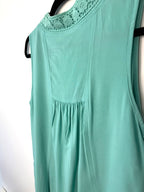 back of Aqua coloured Lace Trim Sleeveless Blouse | Size L by Spence at Blue Sparrow Shop