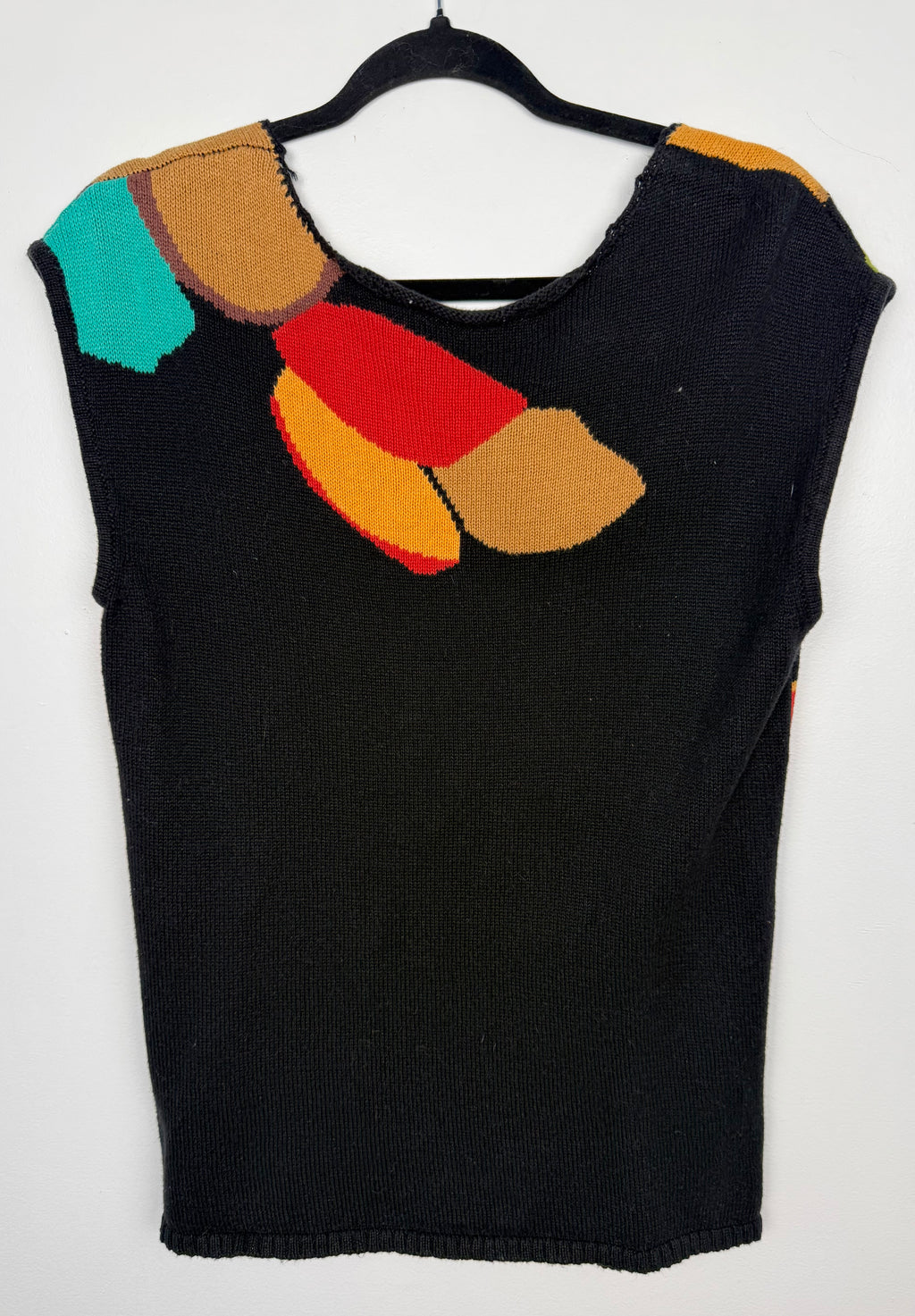 back of Artisan Abstract Floral Knit Top | Size M at Blue Sparrow Shop