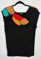back of Artisan Abstract Floral Knit Top | Size M at Blue Sparrow Shop