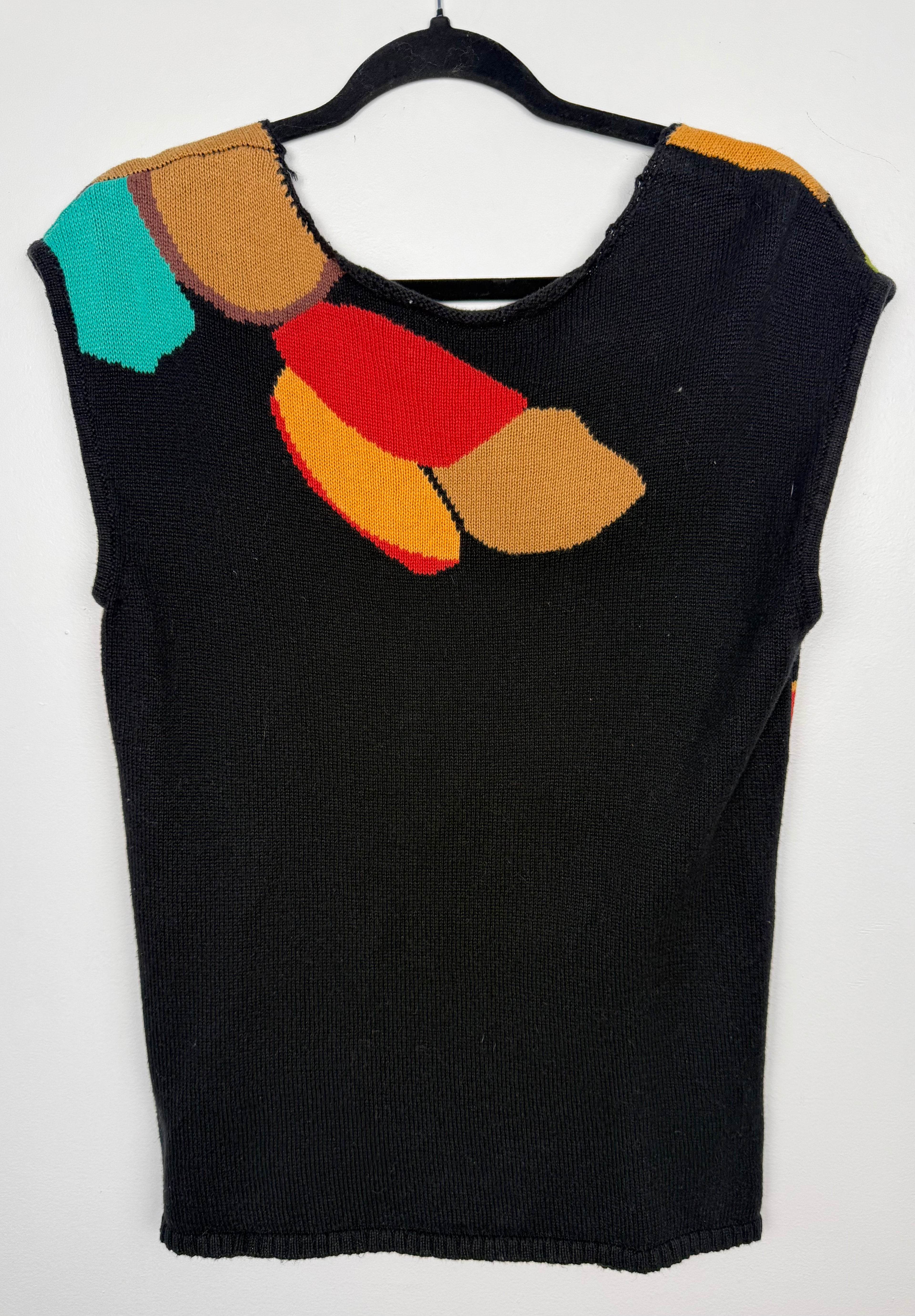 back of Artisan Abstract Floral Knit Top | Size M at Blue Sparrow Shop