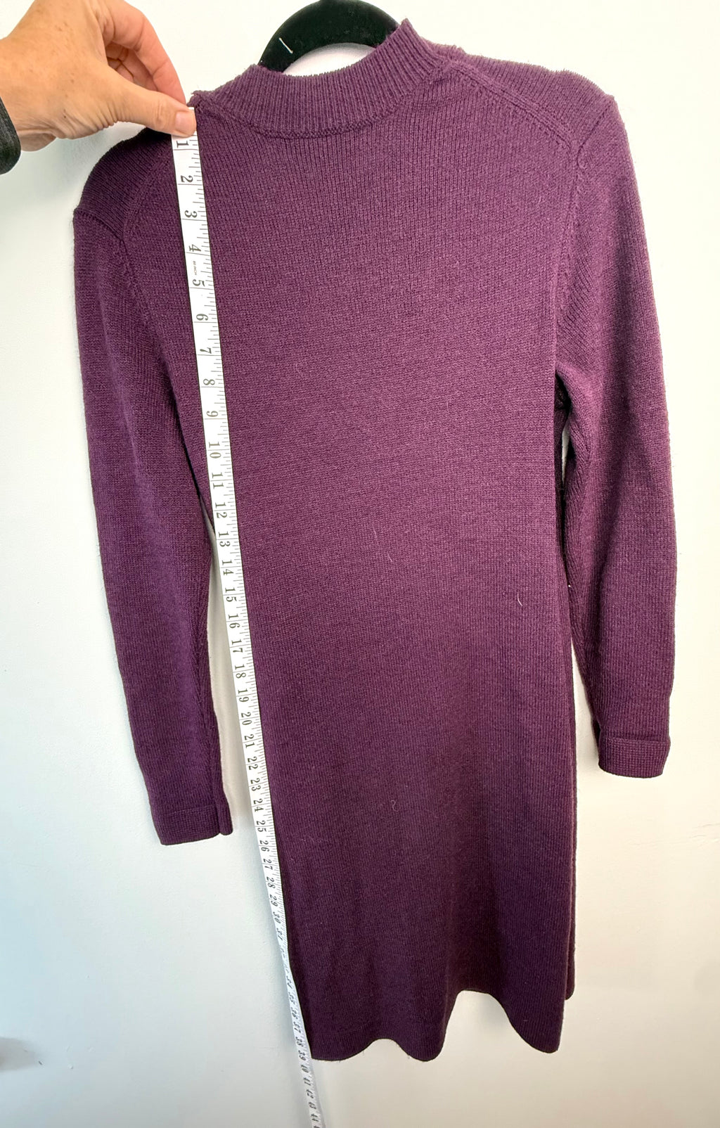 back of Banana Republic Knit Wrap Dress | Size L measuring 39" long 