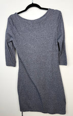 back of Bench Ruched Dress with Cowell Neck in Denim Blue 