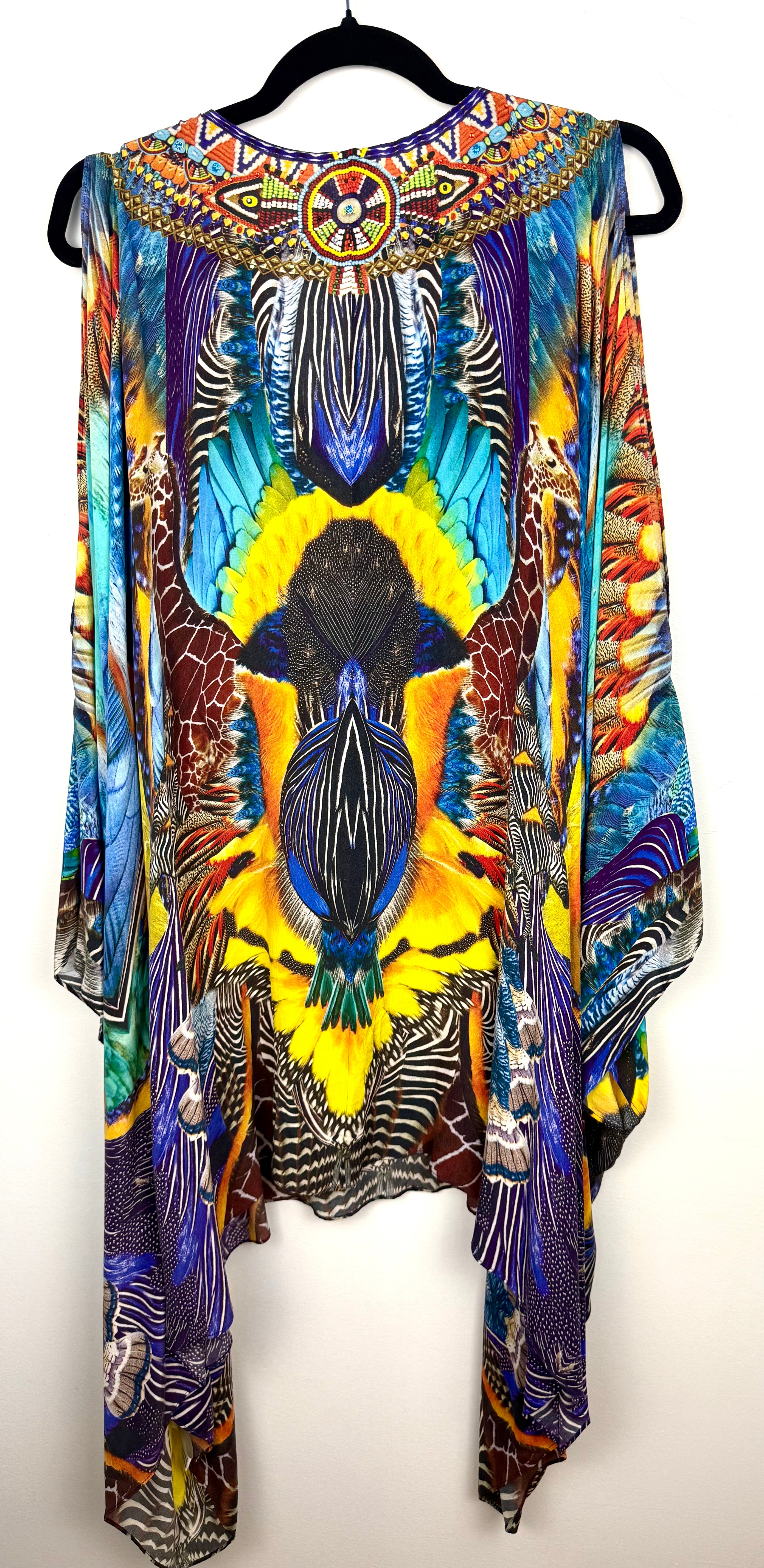 back of CAMILLA Australia 2015 Short Silk Kaftan 100% silk kaftan on hanger