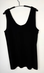 back of C'est Moi Bamboo Smoothing Tank Top | One Size Plus | Black Bamboo Plus Sized Tank Top at Blue Sparrow Shop on hanger