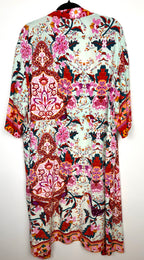 back of Cleo Botanical Print Long Kimono | One Size at Blue Sparrow Shop
