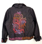 back of  Coldwater Creek Embroidered Denim Jacket | Size XL at Blue Sparrow Shop