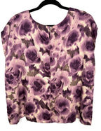 back of Desie® Made in France — Purple Watercolour Floral Blouse | Size L  at Blue Sparrow Shop
