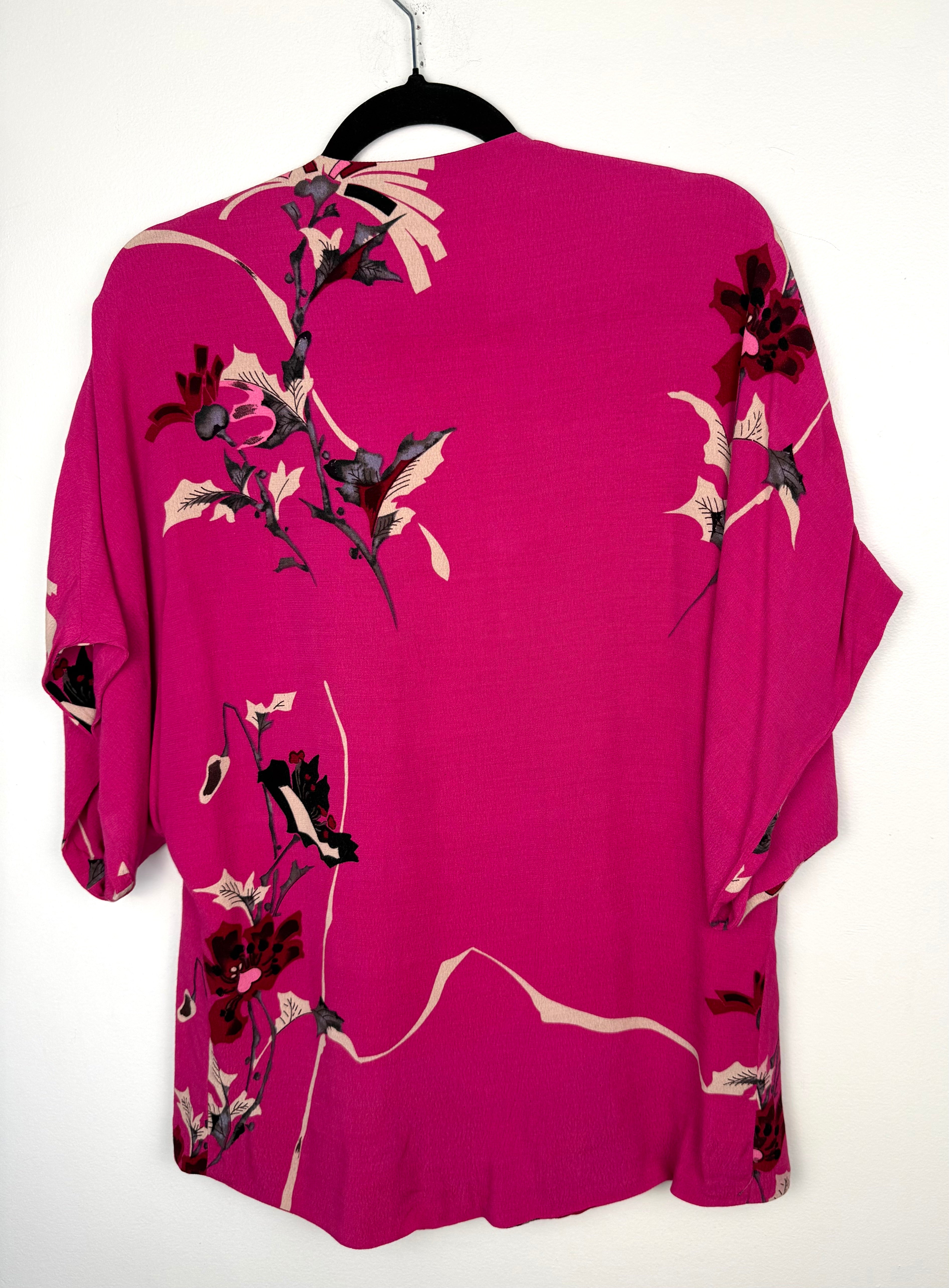 back of French Connection Floral Kimono | Romantic Boho Layering Piece at Blue Sparrow Shop