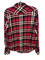 back of Golden by TNA Women's Red Plaid Flannel Snap Front Shirt | Size Small | 100% Cotton