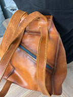 back of Handcrafted Artisan Boho Leather Rucksack