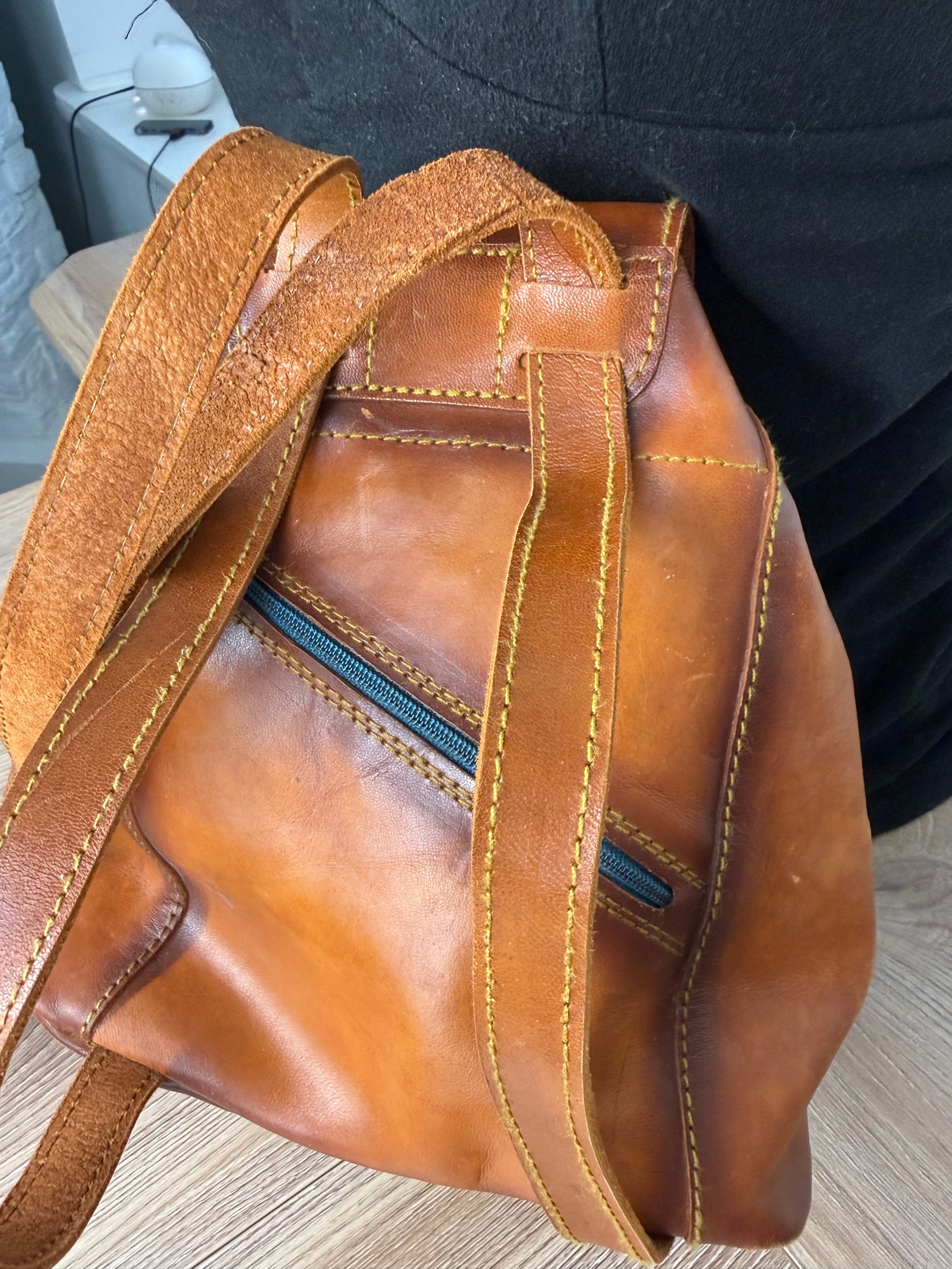 back of Handcrafted Artisan Boho Leather Rucksack