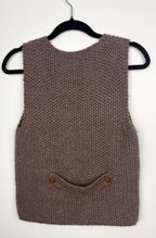 back of Handmade Chunky knit Button-Front Vest at Blue Sparrow Shop