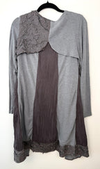 back of Hypnose Grey Mixed-Media Layered Cardigan | Size S/M