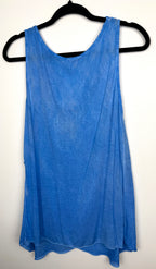 back of Italian-Made Draped Cowl-Neck Tank on hanger