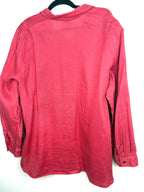back of J.Jill 100% Linen Oversized Button-Down Shirt — Washed Rose Pink | Size XL at Blue Sparrow Shop 