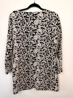 back of Joules Black & Cream Floral Jacquard Tunic Dress | Size 8