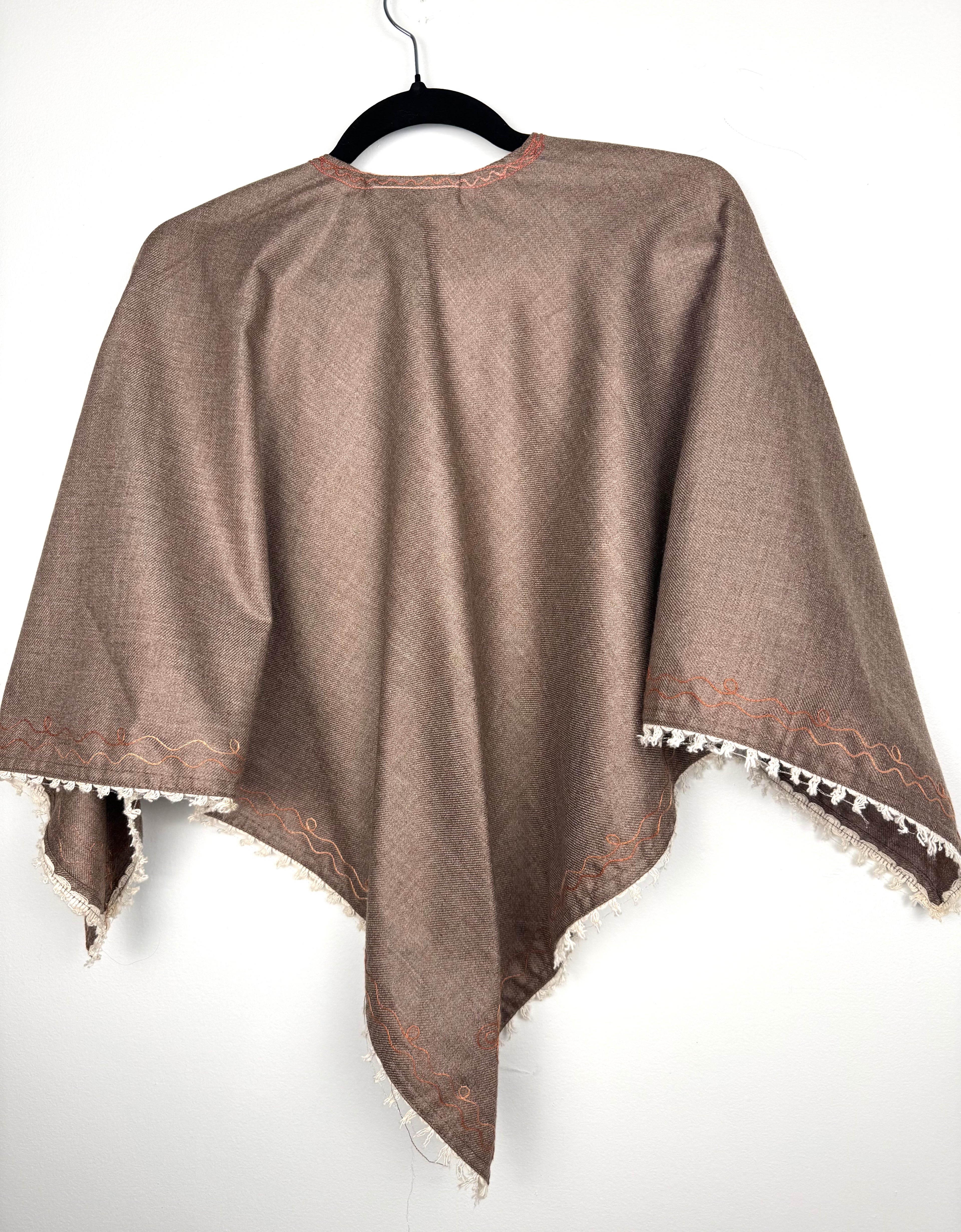 back of Kashmir Handloom Embroidered Poncho Boho Handloom Cape 