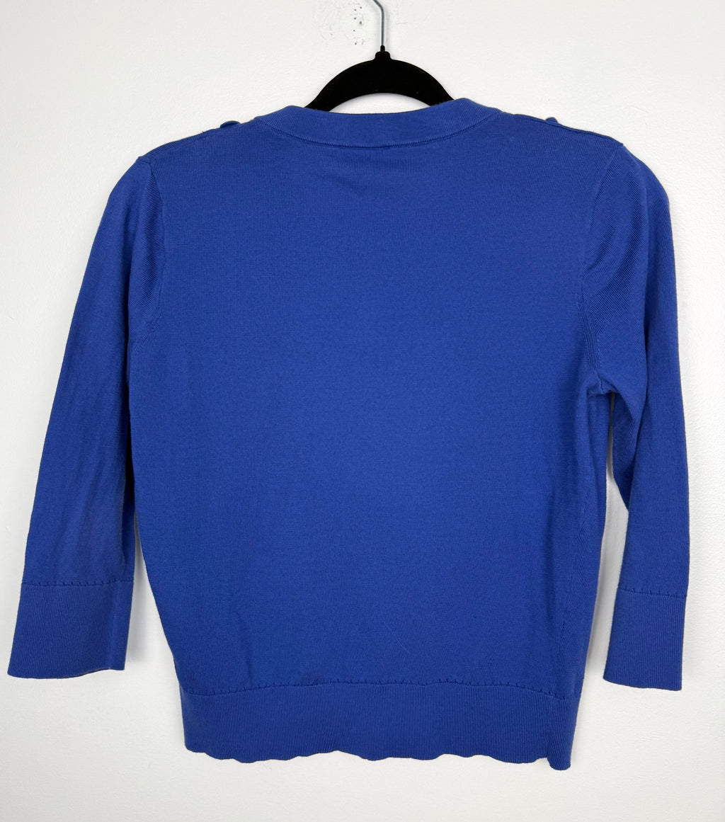 back of Kate Spade New York 100% Cotton Cardigan  at Blue Sparrow Shop  on hanger