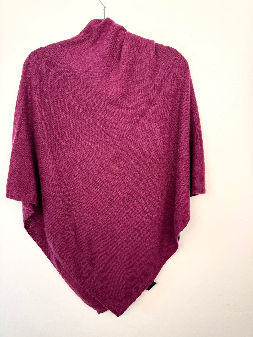 back of La Fiorentina 100% Cashmere Poncho | One Size on hanger